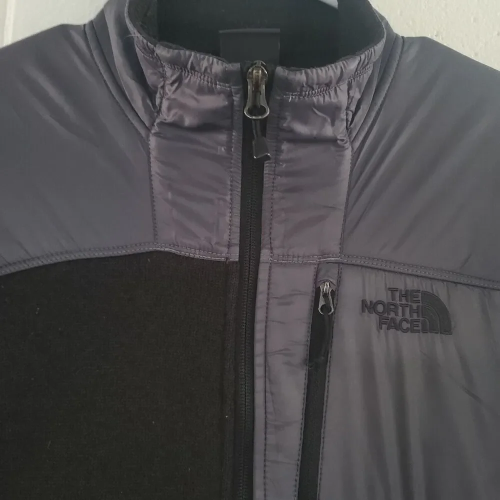 The North Face Jacket Mens Gordon Anza Sweater Knit Fleece Blk Gry Sz M DAMAGED